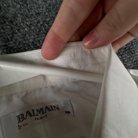 Balmain Paris SSP Button Up Long Sleeve White Shirt Cotton Blend Size 40-78 - Picture 12 of 16